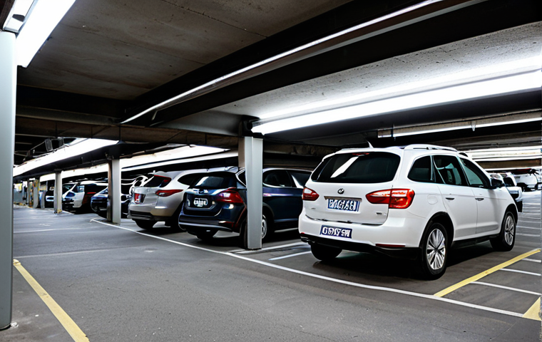 **
A well-lit apartment complex parking garage during the daytime. Several cars are parked in designated spots. Focus on a CCTV camera mounted on the ceiling, angled to capture the parking spaces. The scene is clean and orderly, emphasizing security and surveillance. Include signage indicating CCTV in operation. safe for work, appropriate content, fully clothed, professional, perfect anatomy, correct proportions, natural pose, well-formed hands, proper finger count, natural body proportions.
**